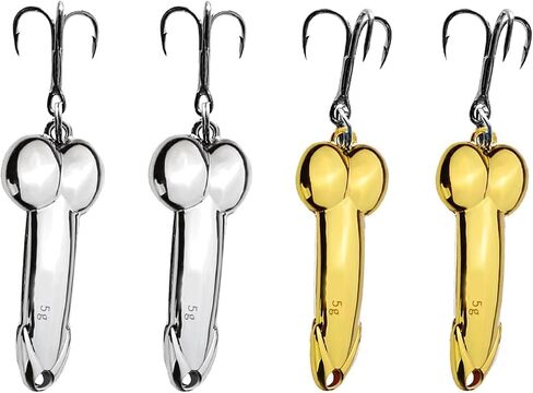 4PCS Funny Fishing Lures, Long Cast DD Jigging Baits with Treble Hooks, Silver Gold Reflective Sequins, Freshwater Saltwater Lures for Bass, Trout, Pike, Walleye, Novelty Gag Gift for Anglers Men in Saudi Arabia