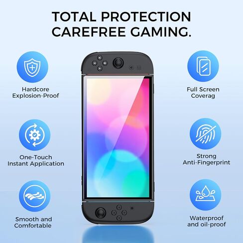 IINE Tempered Glass Screen Protector for Switch 2 – 4 Options Available, Easy Installation, Anti-Scratch, Fingerprint-Resistant, Bubble-Free (Anti-Blue Light, 1-Pack 0.33mm Tempered Glass + Dust-Free Kit) in Saudi Arabia
