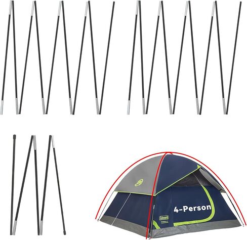 Upgraded 3 PCS Replacement Tent Poles for Coleman 4 Person Sundome Camping Tent, Camping Tent Accessories for Coleman Camping Tent, Pre-Assembled Fiberglass Replacement Pole Set in Saudi Arabia
