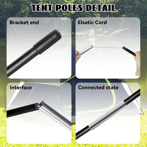 Upgraded 3 PCS Replacement Tent Poles for Coleman 4 Person Sundome Camping Tent, Camping Tent Accessories for Coleman Camping Tent, Pre-Assembled Fiberglass Replacement Pole Set in Saudi Arabia
