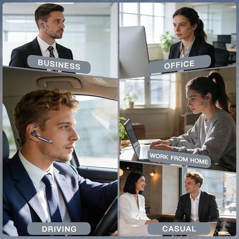 Bluetooth Headset Noise Canceling,Wireless Earpiece with Mic for Work | Bluetooth 6.1,100H Playtime,500mAh Charging Case,Hand-Free Calling with Mute Button for Business,Trucker,Office,Driving in Saudi Arabia