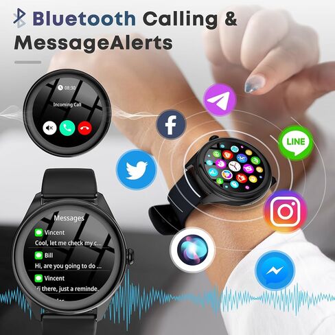 Smart Watch for Men, 1.39" HD Touchscreen Smartwatch with 120 Sports Modes, AI Voice Assistant, Heart Rate/Sleep Monitor, Bluetooth Call & Music Control Fitness Watch for iPhone/Android (Black) in Saudi Arabia