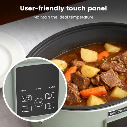 HOMECOOKIN Slow Cooker, Extra Large 10 Quart Programmable Slow Cookers with Timer, Dishwasher Safe Glass Lid & Crock, Kitchen Appliance for Families and Gatherings, Olive in Saudi Arabia