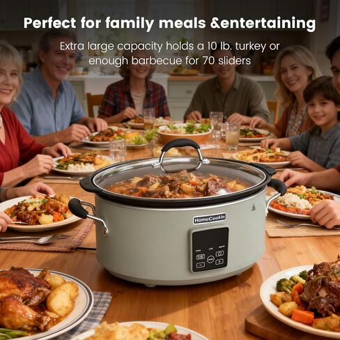 HOMECOOKIN Slow Cooker, Extra Large 10 Quart Programmable Slow Cookers with Timer, Dishwasher Safe Glass Lid & Crock, Kitchen Appliance for Families and Gatherings, Olive in Saudi Arabia