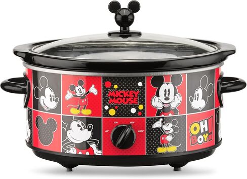 Disney Mickey Mouse 5-Quart Slow Cooker & 20 Ounce Dipper by Select Brands - Includes Glass Lids - Kitchen Essential Food Warmers - Large & Small Slow Cooker Set - For Serving and Entertaining | Large & Small Slow Cooker Set with Glass Lids, Kitchen Essen in Saudi Arabia
