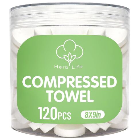 120 Pcs Mini Compressed Towels, Disposable Face Compressed Towel, Compressed Cotton Hand Wipe, Camping Towel, Portable Compressed Coin Tissue for Travel/Home/Outdoor Activities in Saudi Arabia