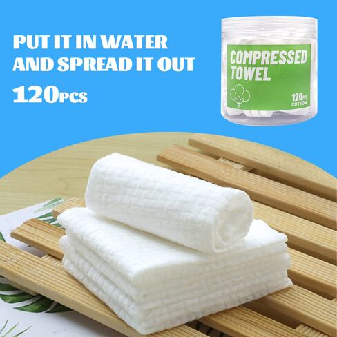 120 Pcs Mini Compressed Towels, Disposable Face Compressed Towel, Compressed Cotton Hand Wipe, Camping Towel, Portable Compressed Coin Tissue for Travel/Home/Outdoor Activities in Kuwait