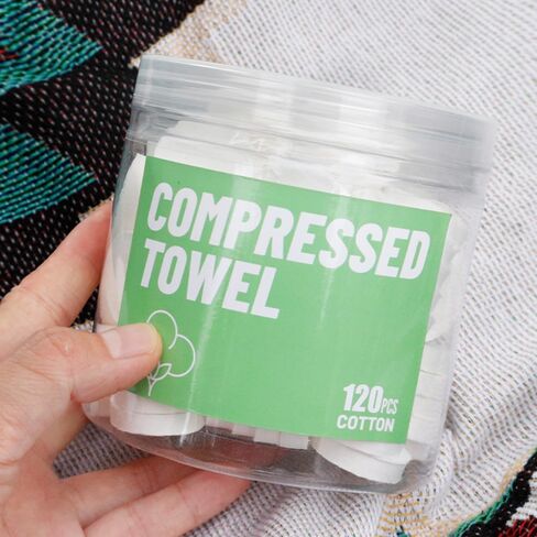 120 Pcs Mini Compressed Towels, Disposable Face Compressed Towel, Compressed Cotton Hand Wipe, Camping Towel, Portable Compressed Coin Tissue for Travel/Home/Outdoor Activities in Kuwait