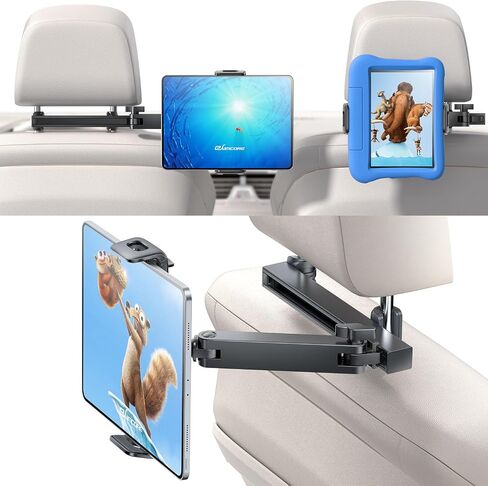 eSamcore iPad Holder for Car Backseat Kids, Headrest Tablet Car Mount | 3 in 1 Extension Arm, Dual 180° Fold, 360° Rotating, 1.57" Deep Clamp, Fits 5"-11.9" Phone & Tablets, Car Accessories for Mom in Saudi Arabia