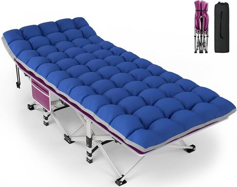 ZENPETIO 32in XXL Folding Camping Cot for Adults with Mattress, 900LBS Heavy Duty Portable Camp Bed, Oversized Foldable Sleeping Cot for Camping, Travel, Office (Gray Cot + Black Mattress) in Saudi Arabia