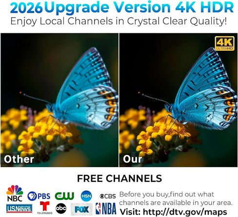 2026 Digital TV Antenna for Smart TV Indoor, 5000+ Miles Long Range HD Antenna for Local Channels with Signal Booster Amplifier, Support 8K 4K 1080p for All TVs - 38FT Coax Cable in Saudi Arabia