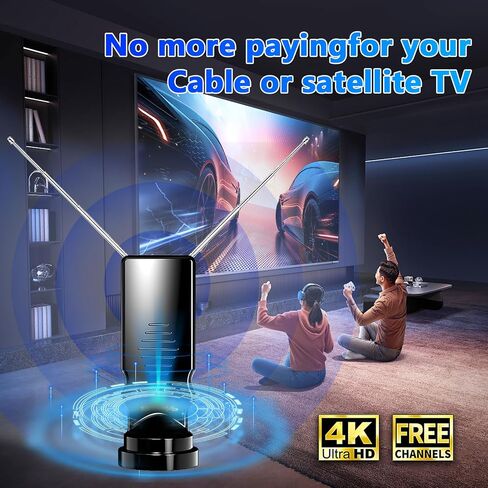 Rabbit Ears TV Antenna Indoor for Smart & Older TVs, HDTV Antenna for Local Channels, Digital Indoor TV Antenna with Adjustable VHF UHF Dipoles, 4K 1080P Ready, Easy Setup, No Monthly Fees in Saudi Arabia