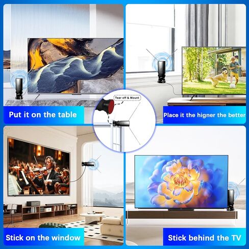 Rabbit Ears TV Antenna Indoor for Smart & Older TVs, HDTV Antenna for Local Channels, Digital Indoor TV Antenna with Adjustable VHF UHF Dipoles, 4K 1080P Ready, Easy Setup, No Monthly Fees in Saudi Arabia
