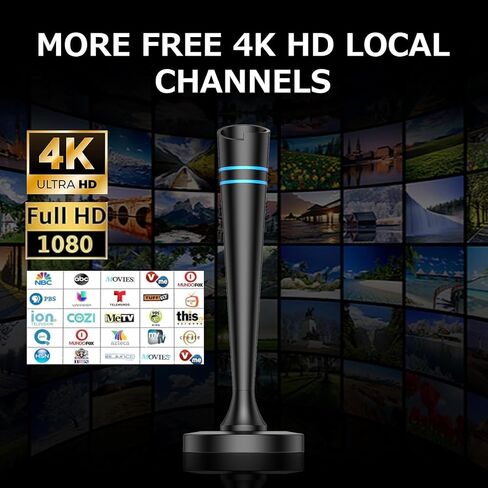 TV Antenna Indoor for smart TV, Digital Antenna for Smart TV with Local Channels, TV Antenna Long Range Reception with Amplifier Signal Booster, 360° Strong Reception, Supports 4K 1080p HD in Kuwait