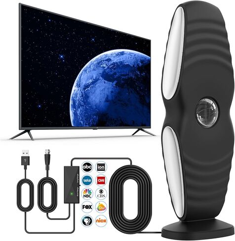TV Antenna Indoor 2026, Digital Antenna for Smart TV for Local Channels | 3000+ Miles Long-Range Reception with Magnetic Base with Amplifier Signal Booster,Support 4K 1080p/ Older TVs in Saudi Arabia