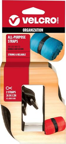 VELCRO Brand All-Purpose Straps | Strong & Reusable | Perfect for Fastening Wires & Organizing Cords | Black, 36in x 2in | 2 Count in Saudi Arabia