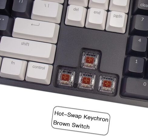 Keychron C2 Full Size Hot-swappable Wired Mechanical Keyboard Compatible with Mac, Keychron Brown Switch, 104 Keys ABS keycaps Gaming Keyboard for Windows, USB-C Type-C Braid Cable in Kuwait