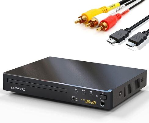 LONPOO DVD Players HDMI for TV, Compact Multi Region DVD Player | with Full HD Picture Quality,Anti-Skip,No Picture Freeze,Noise Cancellation,Microphone Port,USB Playback in Saudi Arabia