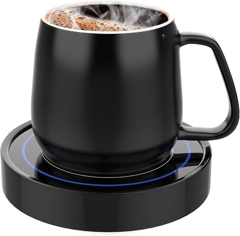 Coffee Warmer with Mug Set - Electric Beverage Cup Warmer for Desk Office Home Use, Candle Warmer Heating Plate with Gravity Switch Auto Shut Off (Up to 131F/55C), 12oz (Blue Set) in Saudi Arabia