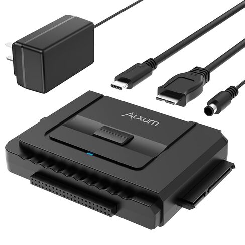 Alxum SATA IDE to USB 3.0 Adapter 2.5" 3.5" HDD SSD Hard Drive Reader | Hard Drive Recovery Converter Kit with 12V 2A Power Supply,External SSD Enclosure for Universal SATA IDE Hard Disk Transfer in Saudi Arabia