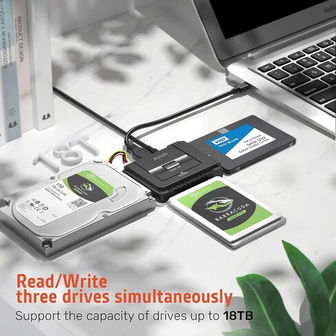 Alxum SATA IDE to USB 3.0 Adapter 2.5" 3.5" HDD SSD Hard Drive Reader | Hard Drive Recovery Converter Kit with 12V 2A Power Supply,External SSD Enclosure for Universal SATA IDE Hard Disk Transfer in Saudi Arabia