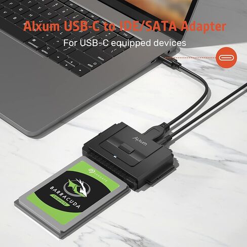 Alxum SATA IDE to USB 3.0 Adapter 2.5" 3.5" HDD SSD Hard Drive Reader | Hard Drive Recovery Converter Kit with 12V 2A Power Supply,External SSD Enclosure for Universal SATA IDE Hard Disk Transfer in Saudi Arabia