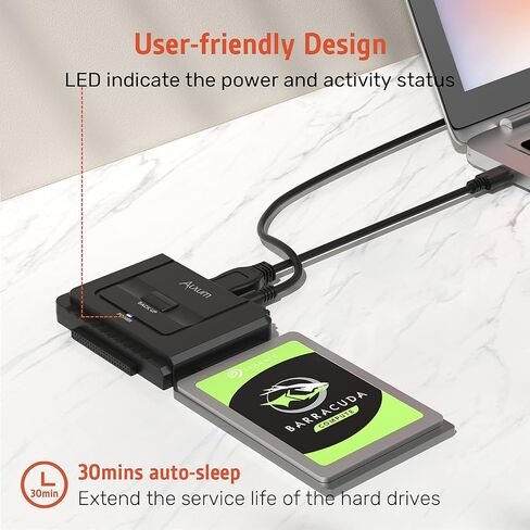 Alxum SATA IDE to USB 3.0 Adapter 2.5" 3.5" HDD SSD Hard Drive Reader | Hard Drive Recovery Converter Kit with 12V 2A Power Supply,External SSD Enclosure for Universal SATA IDE Hard Disk Transfer in Saudi Arabia