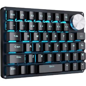 Koolertron One Handed Mechanical Gaming Keyboard with 24 Macro Keys, 45-Key Fully Programmable Mini Keypad, Blue Backlit/Red Switches for Windows PC Gamers in Saudi Arabia