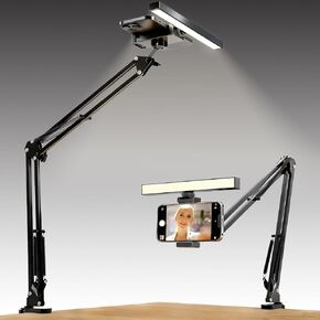 Desk Selfie Light with Overhead Phone Mount, Adjustable Arm | USB Powered Video Light with Phone Holder for Content Creation, Photo Shooting, Live Streaming and Video Recording in Saudi Arabia