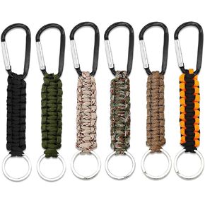 Siutaga 6 Pcs Paracord Keychains with Carabiner, Braided Lanyard Ring Hook Clip for Keys Outdoor Camping Hiking Backpack Knife Flashlight Outdoor - 6 Colors in Kuwait