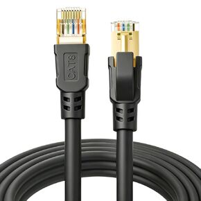 DDMALL Cat 8 Ethernet Cable 1.5FT, 40Gbps Round LAN Cable (1.5ft, White) | 1.5FT 3FT 6FT 10FT 15FT 20FT 25FT 30FT 40FT 50FT 65FT 100FT RJ45 Shielded Internet Cord for Gaming, PC, Router, Switch in Saudi Arabia