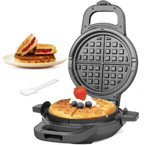 SugarWhisk 6" Stuffed Waffle Maker Rotating, Flip Waffles Maker Machine with Removable Waffle Ring, Ceramic Coated Belgian Waffle Maker for Kids, Waflera Electrica, Waffle Iron, Graphite in Saudi Arabia