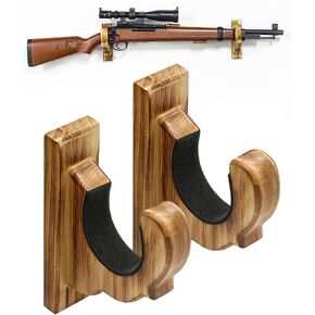 Gun Rack for Wall - Wooden Gun Wall Mount with Foam Padding,Holds 30lb,Single Rifle & Shotgun Display Hanger for Ideal Gift for Fathers,Husbands,Hunters,Brown in Saudi Arabia