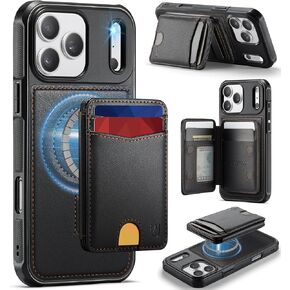 for iPhone 17 Pro Max Wallet Case Compatible with Magsafe, Black | Magnetic RFID Blocking Card Holder, Kickstand, 2 in 1 Detachable, Wireless Charging, PU Leather, for Apple 17 Pro Max 6.9" in Saudi Arabia