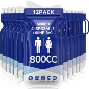 Disposable Urine Bags with Handle, 12 Pack 800ml Pee Bags for Travel for Men Women Kids – Portable Emergency Toilet for Car Camping Hiking, Unisex Urinal Bag for Pregnant Patient in Saudi Arabia