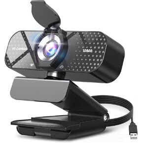 TRAUSI 1080P Full HD Webcam with Noise-Canceling Mic, Auto Light Correction, Privacy Cover and Wide Angle Lens, Plug & Play USB Camera for Laptop/Desktop/PC/Mac, Compatible with Zoom/Teams/Streaming in Saudi Arabia