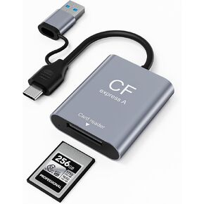 CFexpress Type A Card Reader 10Gbps, USB-C 3.2 Gen 2 Memory Card Reader for CFexpress Type A, 2-in-1 USB-C & USB-A Portable Adapter for iPhone, iPad, MacBook, PC, Android – Aluminum Alloy, Plug & Play in Saudi Arabia