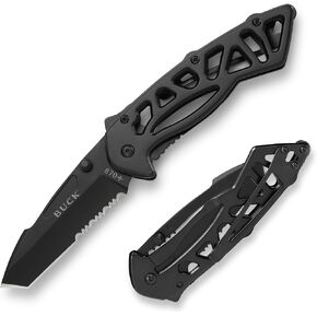 سكين جيب باك سكاكين 870 عظمة قابلة للطي EDC، أسود، 4.4 أونصة | شفرة فولاذية Tanto 420HC معدلة مقاس 3 بوصات، مقبض من الفولاذ المقاوم للصدأ، سكين قابل للطي متعدد الاستخدامات للحمل اليومي والتخييم in Kuwait