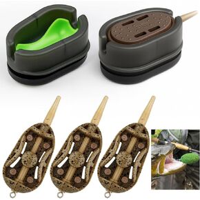 DONQL 3PCS Inline Method Feeders Cage Feeder Fishing Carp Fishing | Carp Fishing Method Feeders Set, Groundbait Sinker Cages with Release Rubber Mould, Fishing Bait Holder Tool, Coarse Fishing in Saudi Arabia