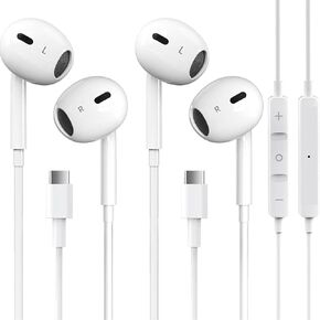 عبوتان من سماعات الرأس USB C لهاتف iPhone 17/16/15 Pro Max Plus من النوع C مع ميكروفون وسماعات أذن بخاصية إلغاء الضوضاء عن بعد لهواتف iPhone 17/16/15 Pro وiPad وGalaxy S26/S25/S24/Ultra Note10/20 in Kuwait