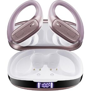 Wireless Earbuds with Ear Hooks, Running Headphones, Ear Buds for Sports | 80H Long Playtime, Noise Cancelling, Physical Button Control, LED Display, IPX7 Waterproof Workout Earphones, Black in Saudi Arabia