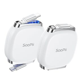 SOOPII 240W Retractable USB C Cable with Mag Snap Storage (2Pack 3.3FT) | Retractable USB C Fast Charging Cable with 5-Stage Length Preset Type C Cable for lPhone 17/16 Pro Max, Galaxy S25/24, Black in Kuwait