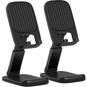 NKNZLY 2 Pack Cell Phone Stand for Desk, Foldable Mobile Phone Holder-Black | Adjustable Desktop Office Desk Accessories & Decor, Cute Essentials Gifts for Women Teens Boys, for All Smartphones, iPad in Saudi Arabia