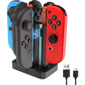 6 in 1 Charging Dock for Nintendo Switch 1/2 JoyCon(2025) with 9 Light Modes,Ergonomics & Magnetic Fast Charge,Type-C Prot,Charger Stand Station Compatible with Switch 2 Joy Con in Saudi Arabia