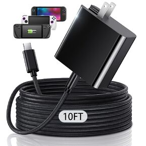 [10FT] 65W Fast Charger for Nintendo Switch 2, Steam Deck & ROG Ally - MENEEA PD3.0 Foldable AC Adapter with Long Charging Cable[Official Switch 2 Charger Replacement] in Saudi Arabia