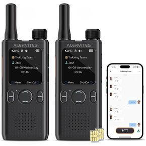 PoC-AT1 PoC Radio, 4G LTE Walkie Talkies, App Control, 2 Pack | Lifetime Free SIM Card, Unlimited Range with Network, Self-Grouping, Group/Private Call, for Fleet Management in Saudi Arabia
