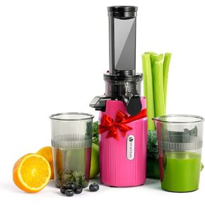 Ventray Ginnie Mini Cold Press Juicer, Small Slow Masticating Juicer for Vegetables and Fruits, High Juice Yield, Easy to Clean, Space-Saving, Fit for Personal/Travel/Picnic/Office - Pink in Saudi Arabia
