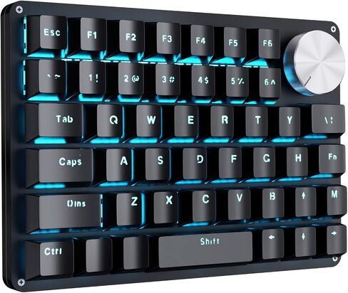Koolertron One Handed Mechanical Gaming Keyboard with 24 Macro Keys, 45-Key Fully Programmable Mini Keypad, Blue Backlit/Red Switches for Windows PC Gamers in Saudi Arabia