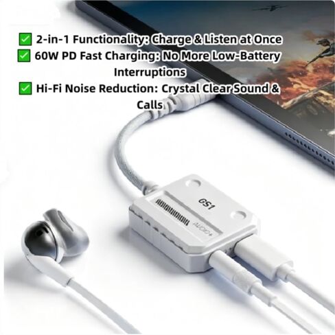 for PLEXTONE GS1, USB-C to 3.5mm/USB-C Audio Adapter with 60W Charging, 3D Stereo Sound in Saudi Arabia