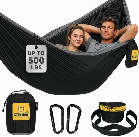 Wise Owl Outfitters Camping Hammock – 400lbs Portable Hammock with Tree Straps - Travel, Backpacking, Hiking, Outdoors Camping Gear - Single in Saudi Arabia